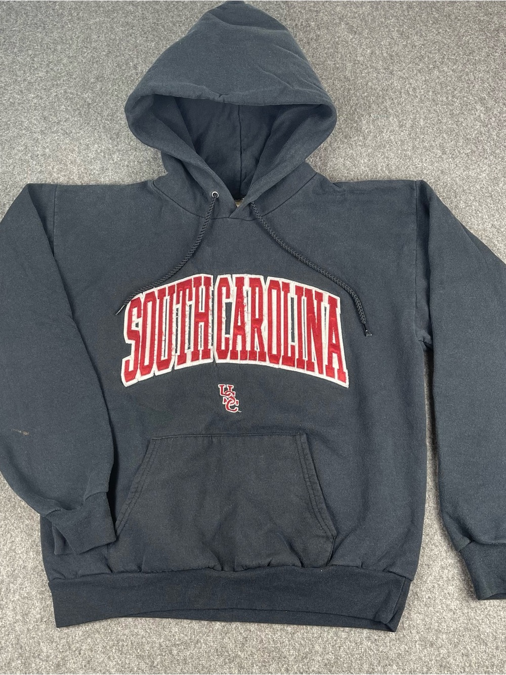 Vtg Y2K Hanes USC South Carolina Hoodie Mens Med Black Fade
